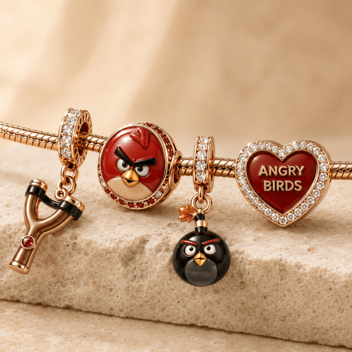 TANBS Rose Gold Charm Bracelet Set TMH