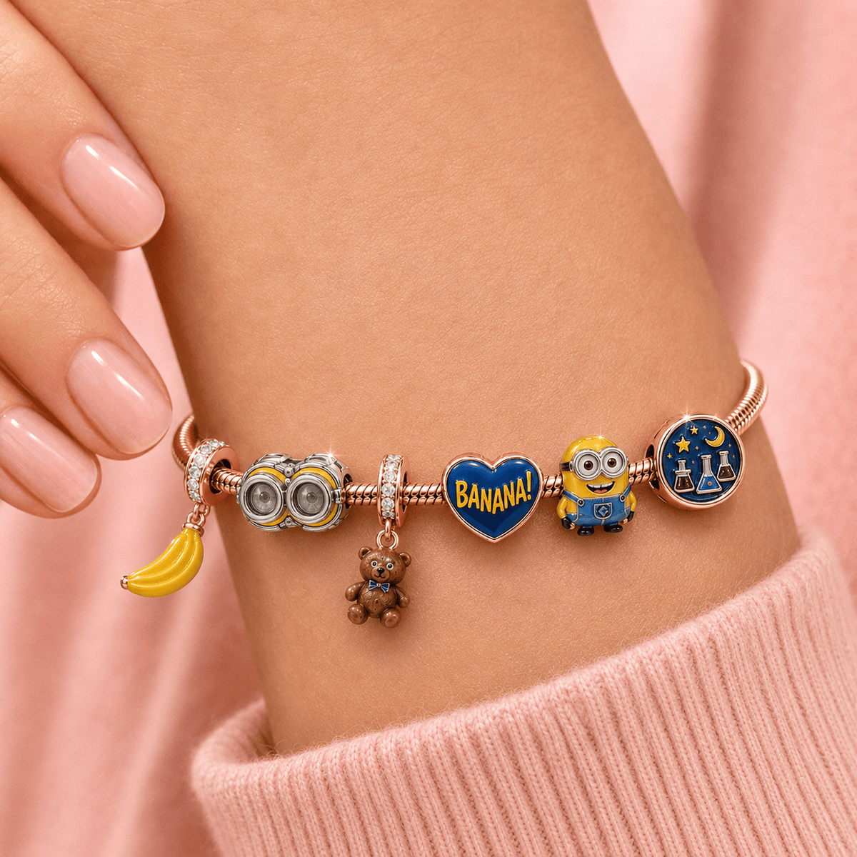 MNO Rose Gold Charm Bracelet Set TMH