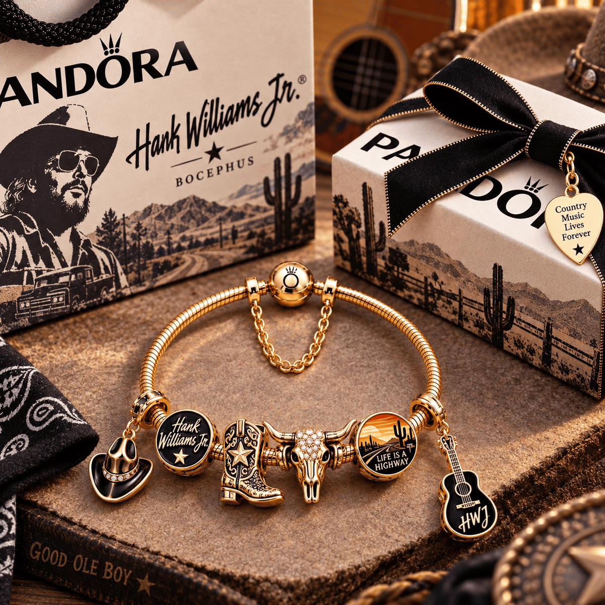 HWLJ Gold Charm Bracelet Set PTT