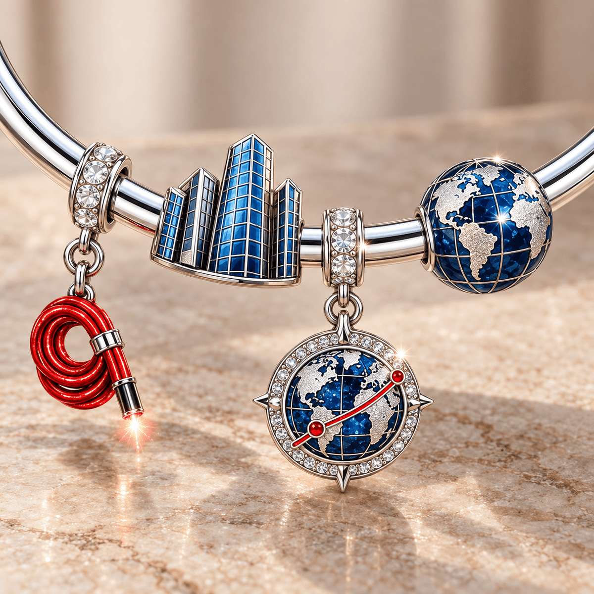 MSIP Silver Charm Bracelet Set TMH