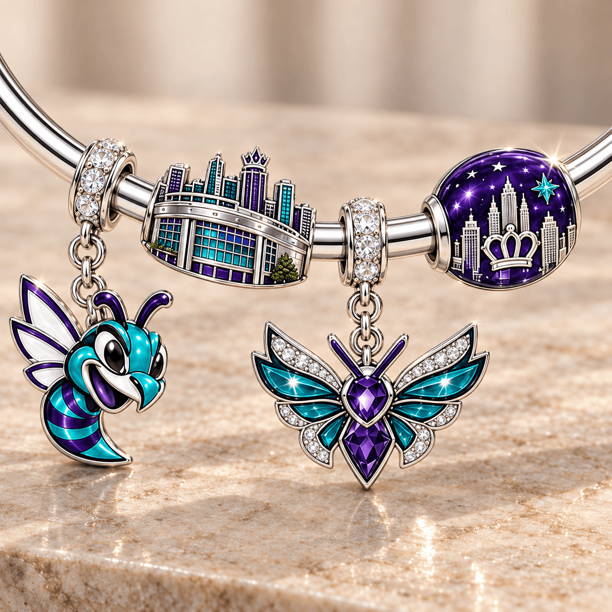 CLH Silver Charm Bracelet Set TMH