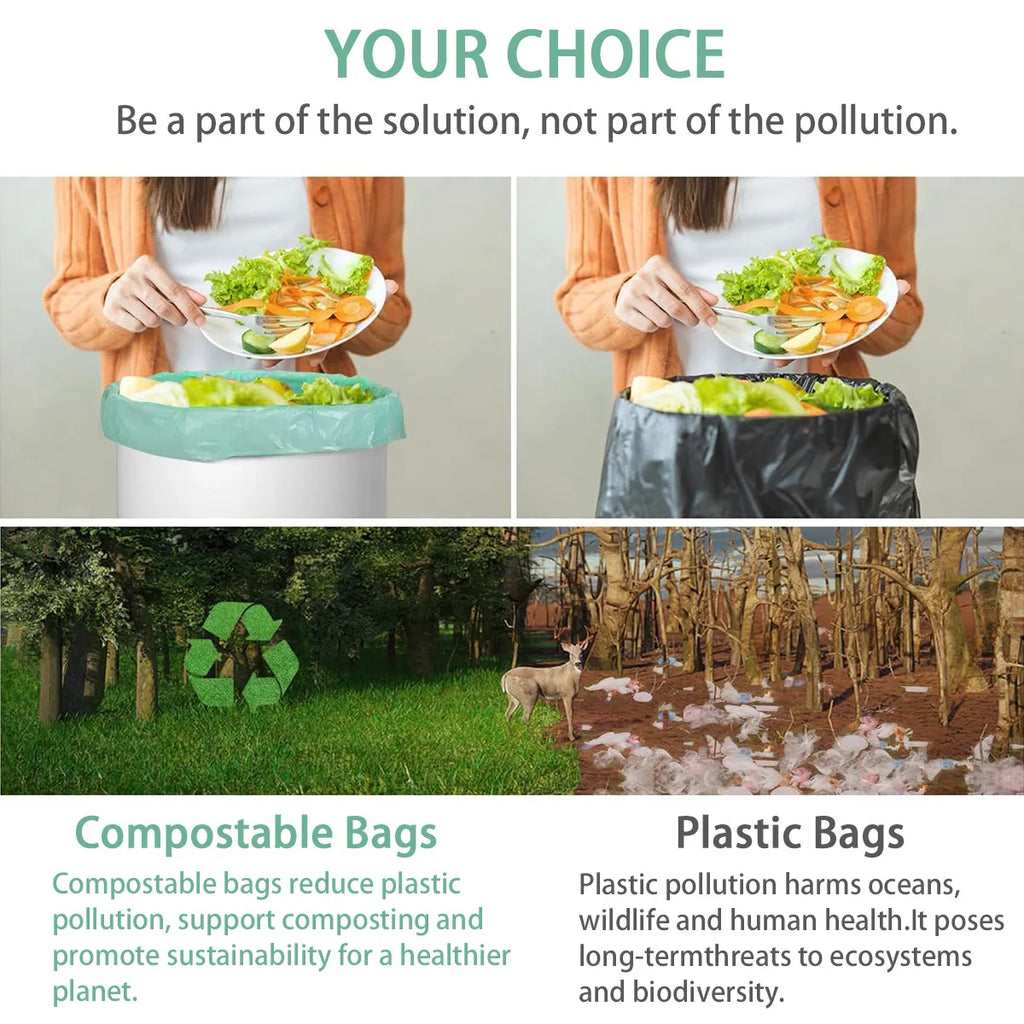 Compostable Trash Bags 6 8 15 Gallon Tall Kitchen Garbage Bags Unscented Trash Can Liners 55 Liter Medium Wastebasket Bags