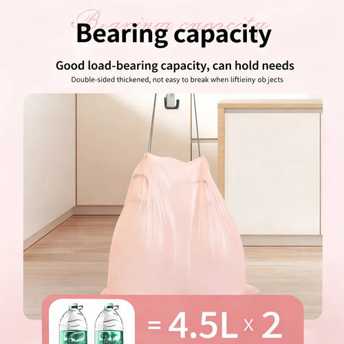 50 Count Rose Scented Drawstring Trash Bags, Thick Leakproof Garbage Bags for Kitchen, Bathroom & Home