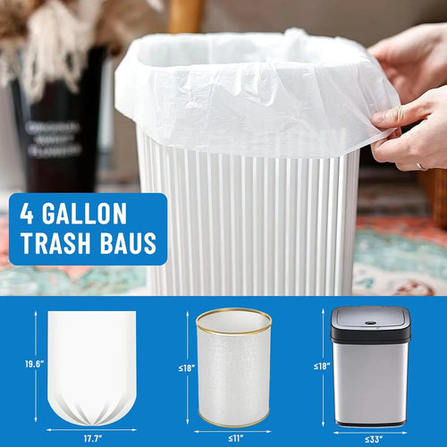 4 Gallon Small Trash Bags, 100 Count White Unscented Garbage Bag Liners for Bathroom and Home Use